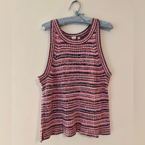 Gap Pink and Blue Striped Knit Tank Top